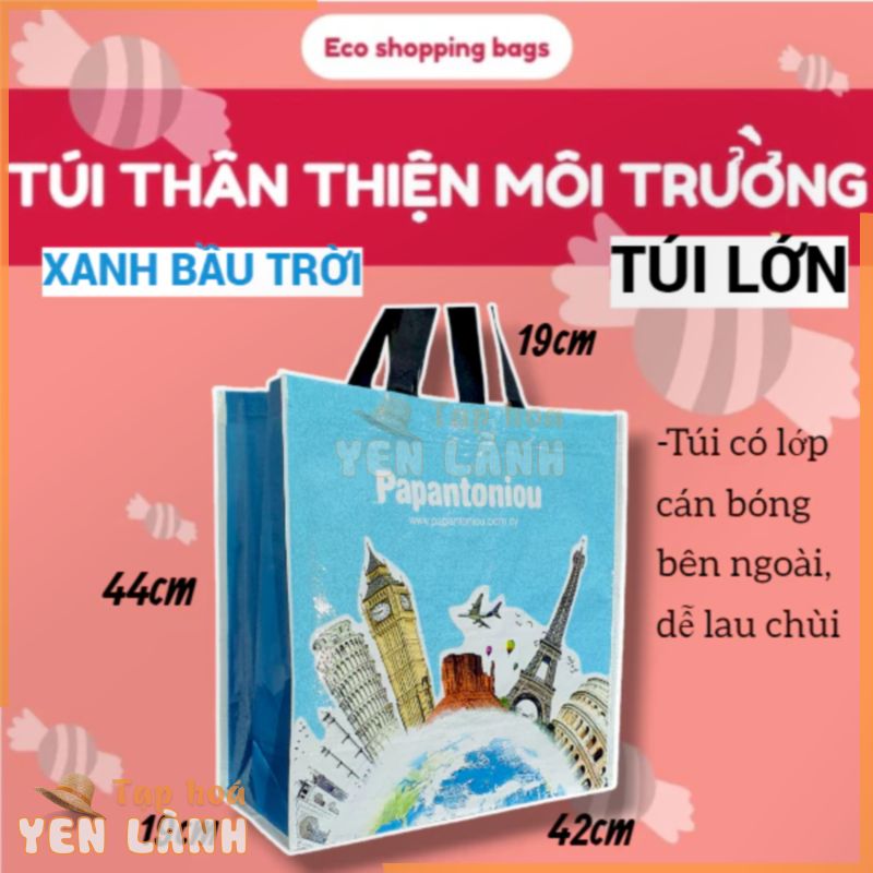 CÁN BÓNG – TÚI SIÊU THỊ, THÂN THIỆN MÔI TRƯỜNG, ECO SHOPPING BAG, ĐI CHỢ, ĐỰNG ĐỒ NẶNG, SIZE LỚN, HAI QUAI XÁCH