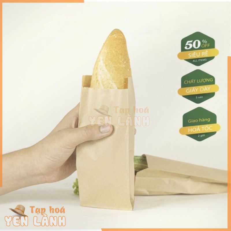 Giá Sốc Túi giấy đựng bánh mì Hà Nội loại đẹp (100 túi)