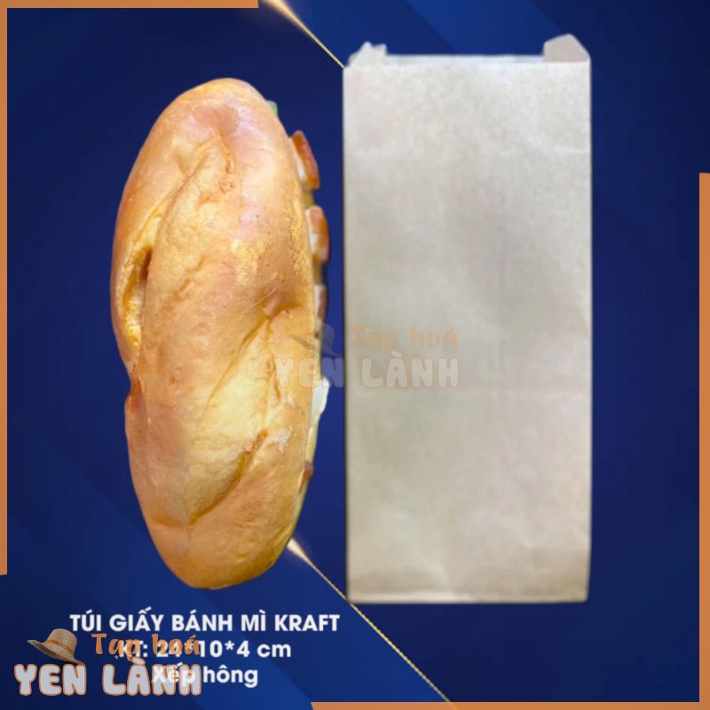 1000 túi giấy kraft nâu nhật không in size bánh mì chuẩn- túi đựng xiên que, bánh mì xúc xích