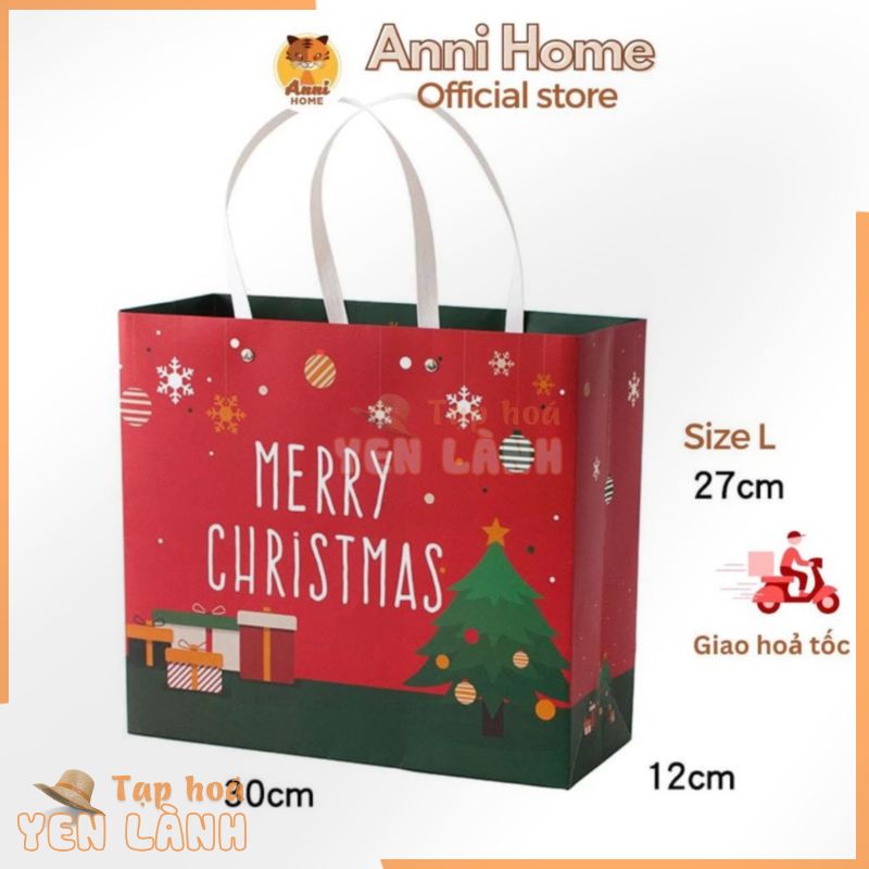 [Có sẵn] Túi, hộp đựng quà Tết, quà Giáng Sinh túi Noel cứng cáp và xinh xắn Anni Home