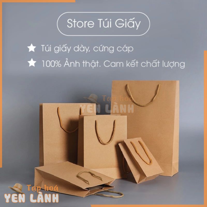 Túi giấy kraft có quai, giấy dày, cứng cáp, sang trọng, có nhiều size NHỎ – TUIGIAY.STORE