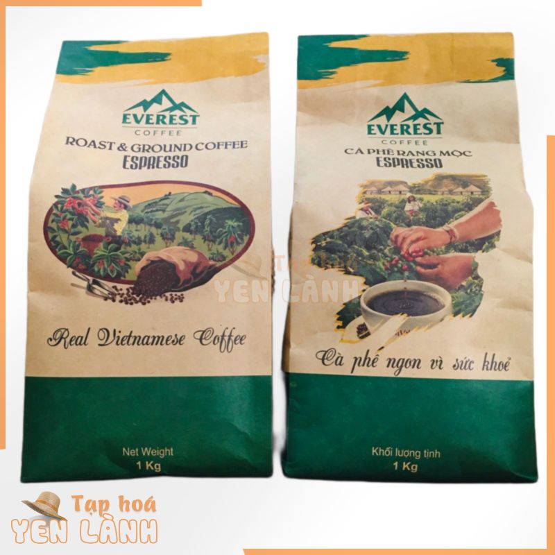 <Túi Giấy 1Kg> Cà Phê Rang Mộc ESPRESSO – EVEREST COFFEES Cafe Hạt Pha Máy Nguyên Chất 100% và Có Vị Bơ