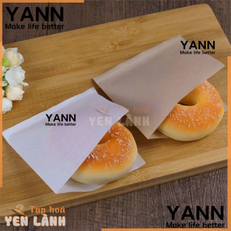 Bộ 100 Túi Giấy Kraft Màu Trơn Chống Thấm Dầu Đựng Bánh Mì/Bánh Mì Cho Nhà Bếp