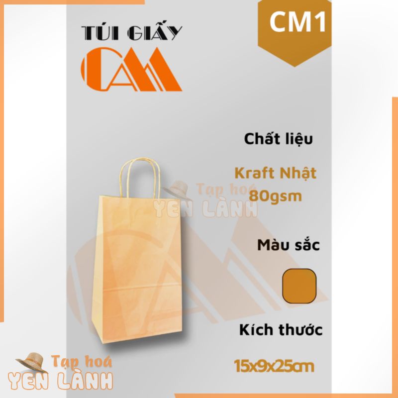 Túi giấy kraft xi măng trơn Nhật Bản chất lượng cao đóng gói đồ ăn quà tặng in logo thương hiệu