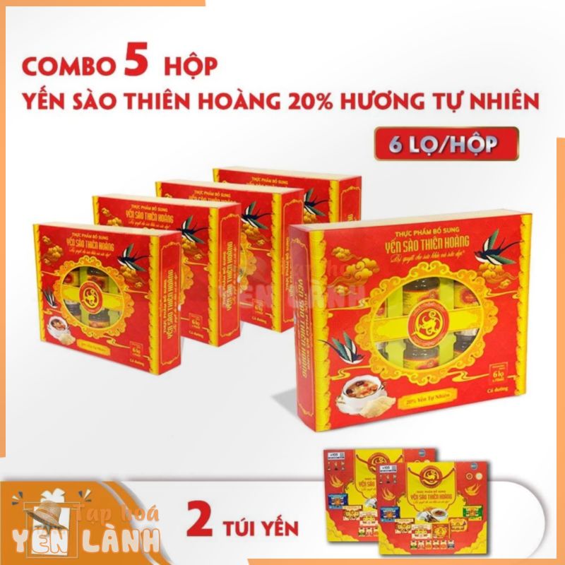 Combo 5 hộp Yến sào 20% Thiên Hoàng tặng 2 túi giấy