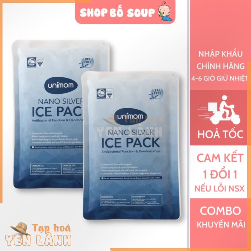 Túi đá khô bảo quản sữa Unimom, túi đá gel giữ lạnh, giữ nhiệt bình sữa Shop Bố Soup