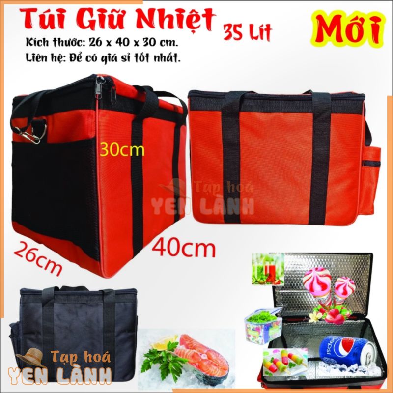 Túi Giữ Nhiệt 33 Lít Giao Hàng, Shipper, Picnic, Dã Ngoại, Đựng Đồ Nóng Lạnh, Có Ngăn 2 Bên Kt( 42 x 26 x 30cm)