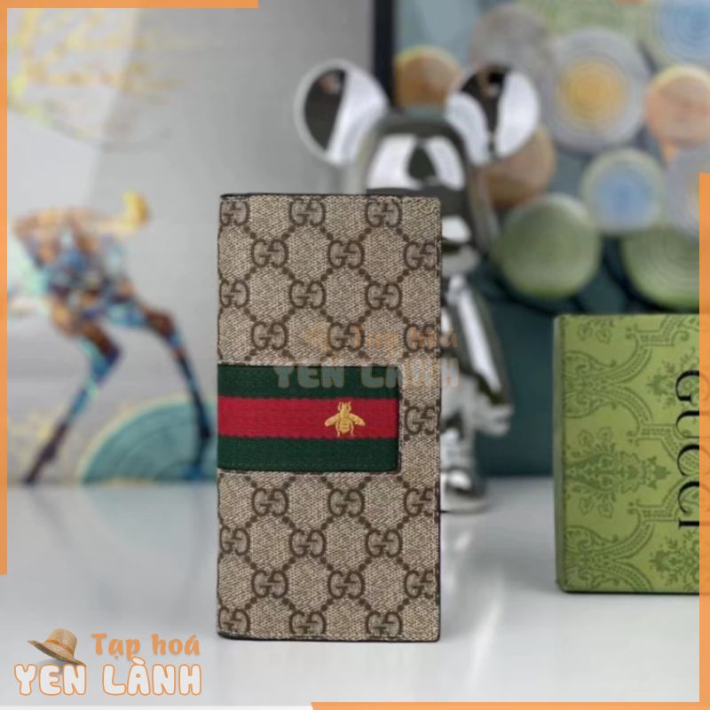 Ví Gucci Vải Canvas Dáng Dài Phối Dây Ruy Băng Màu Đỏ / Xanh Lá Sang Trọng 408836 Hộp Đựng Đồ Dùng Có Nắp Đậy Tiện Dụng