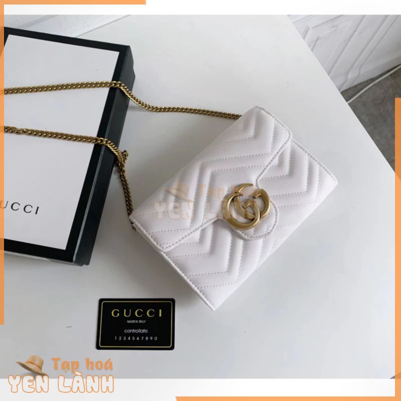 GUCCI Túi Đeo Chéo mini Màu Trắng Chất Lượng Cao Thời Trang Mùa Hè