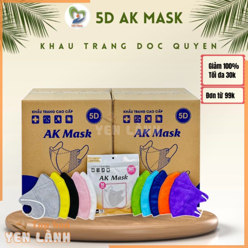 Thùng 300 Chiếc Khẩu Trang 5D AK Mask, Khẩu Trang Y Tế 3 Lớp Cao Cấp Chính Hãng, 30 Túi Độc Quyền Phạm Thoại