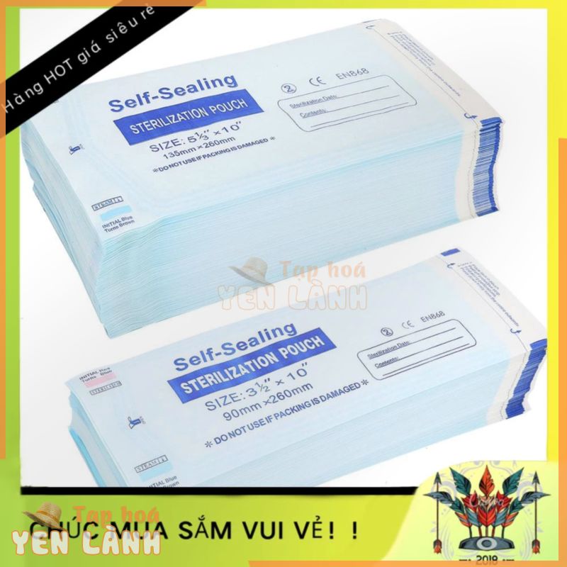 [Hàng Sẵn] Hộp 200 túi hấp tiệt trùng đóng gói sẵn 2 Kích Hộp Túi khử trùng tự hàn kín y tế nha khoa – Túi Y Tế Tự Khử Trùng Dùng Một Lần BeautyTop01