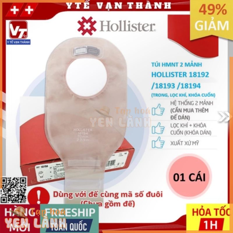 ✅ Túi Hậu Môn Nhân Tạo 2 Mảnh Hollister 18192 18193 18194 (Trong, Lọc Khí, Khóa Cuốn) | Túi Phân Hậu Môn Tạm -VT0436