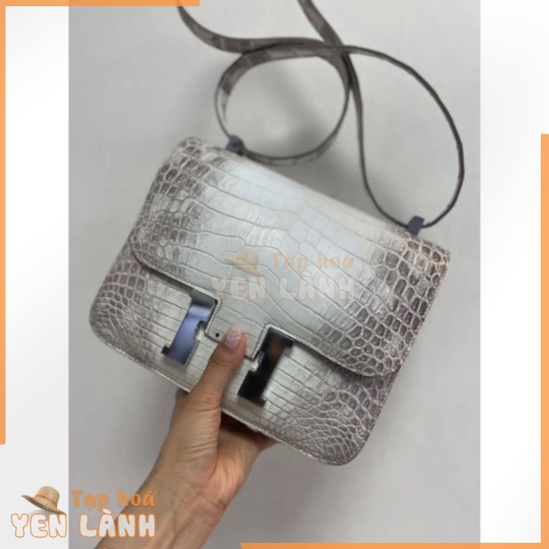 Túi đeo chéo nữ thương hiệu Hermes Constance 24 bạch tạng da cá sấu mĩ cao cấp thêu tay