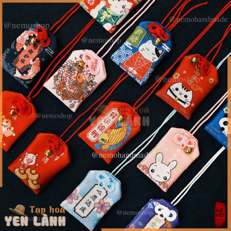 Túi Phước May Mắn Omamori, tặng Túi Bảo Vệ, Đá Ngũ Sắc, Giấy Ghi Điều Ước Lời Chúc, Hoa Oải Hương Nụ Khô – OM12M