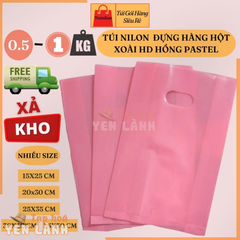 [XẢ HÀNG]   0,5kg – 1kg Túi Gói Hàng Tuinilon Hồng Phấn Pastel Nilong HD – Túi Ni Lông Hột Xoài Bóng Đẹp Dẻo Dai Bền