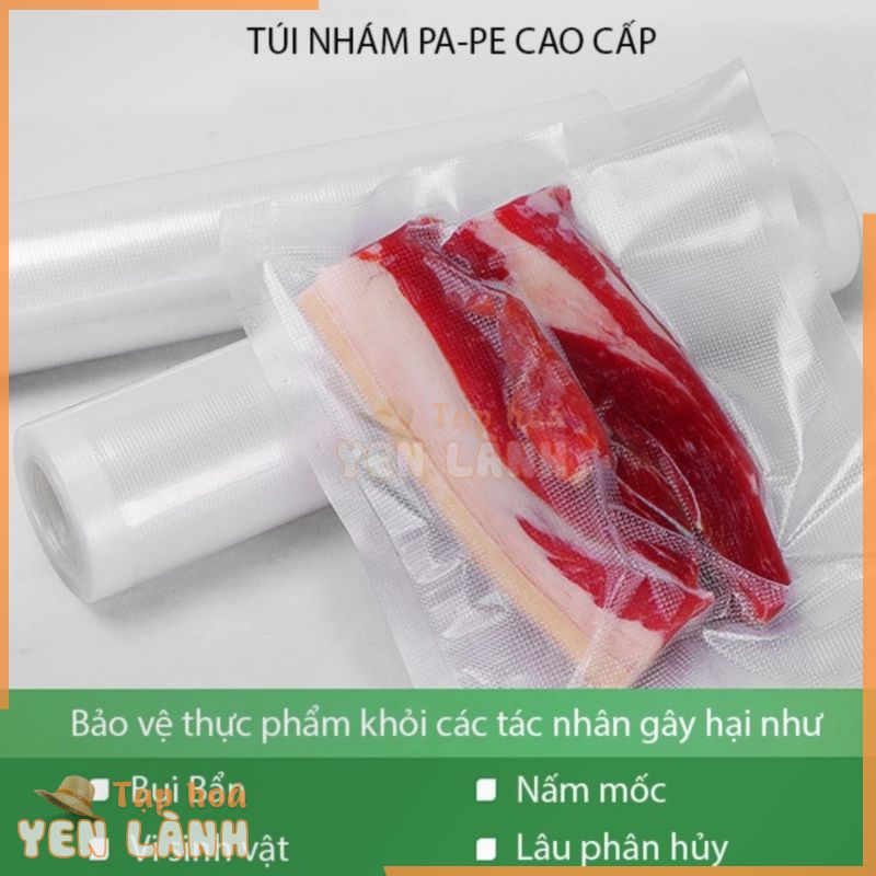 Túi Hút Chân Không 1 Mặt Nhám 1 Mặt Trơn HTG Dạng Bộ 2 Cuộn Túi, Bịch Hút Ép Chân Không Thực Phẩm