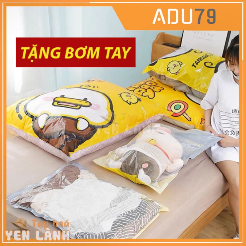 [TẶNG BƠM TAY] COMBO 10 Túi hút chân không đựng chăn mền, quần áo, ga gối TẶNG KÈM BƠM – ADU79