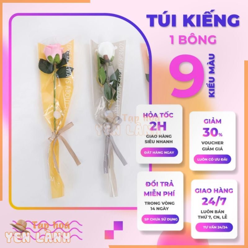 [Giá siêu rẻ] Set 50 Túi Kiếng 1 Bông không thấm nước, túi kiếng đựng hoa hồng, hoa tươi, dịp lễ 8/3