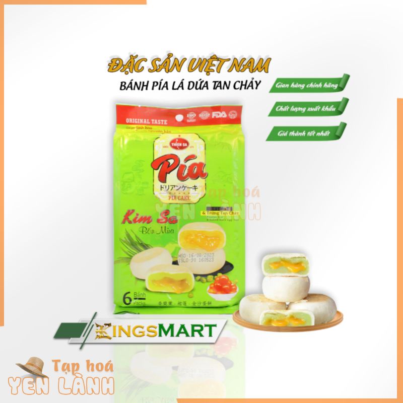 Bánh Pía Kim Sa Lá Dứa – Thương hiệu Thiên Sa – Túi 150g/6 bánh – Kingsmart