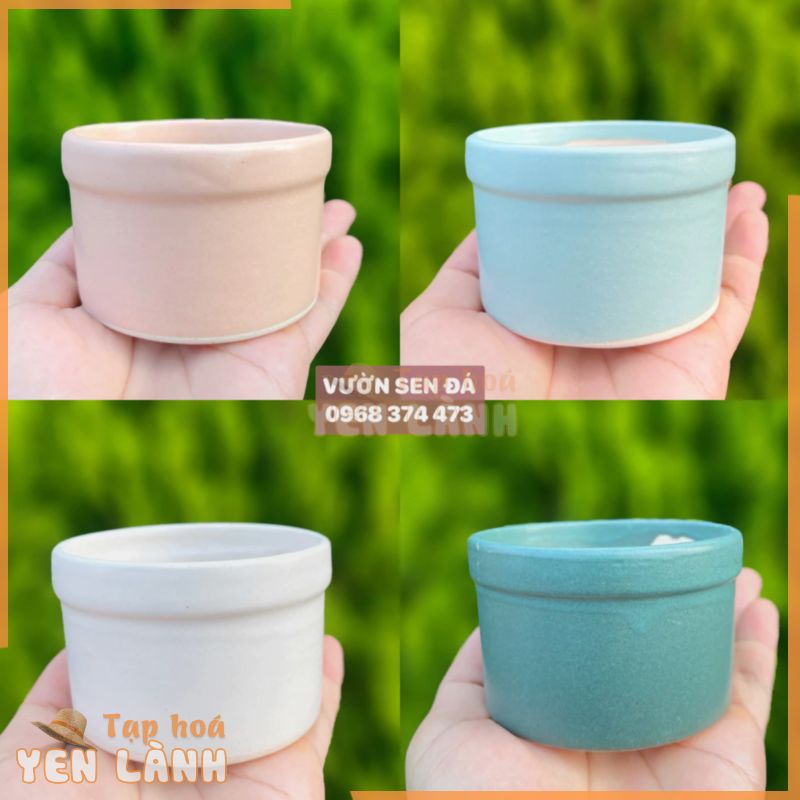 Chậu sứ hình túi mini 8×6.5cm – Trơn