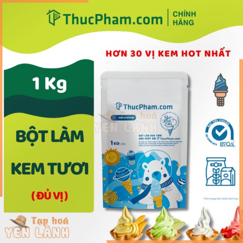 Bột Làm Kem Tươi THUCPHAM.COM Đủ Vị – Túi 1kg – Hương Vị Tự Nhiên, Không Gắt, Không Hắc