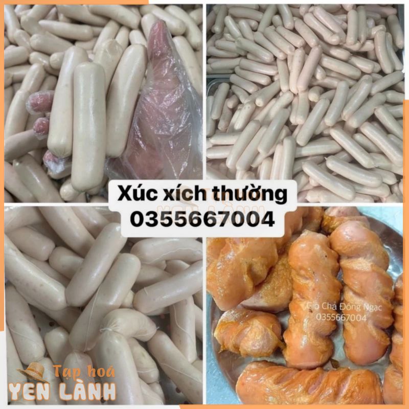 [ Nên thử ] Túi 0,5kg 11-12 chiếc xúc xích nhà làm thơm ngon, không chất bảo quản, thịt tươi 100%