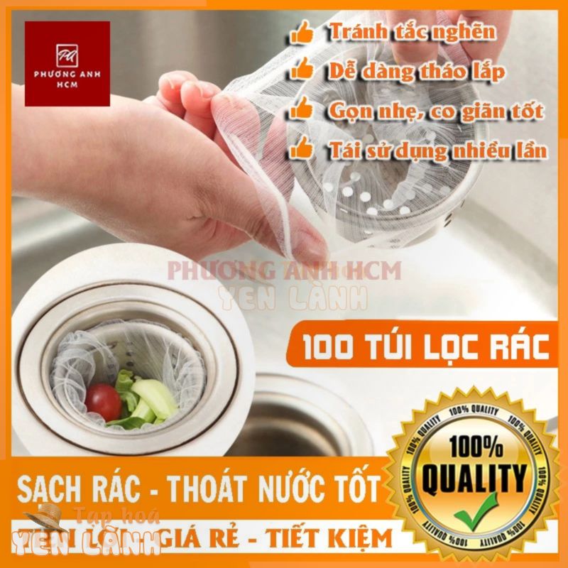 COMBO 100 TÚI LƯỚI LỌC RÁC THÔNG MINH HELFER CHO BỒN RỬA CHÉN BÁT