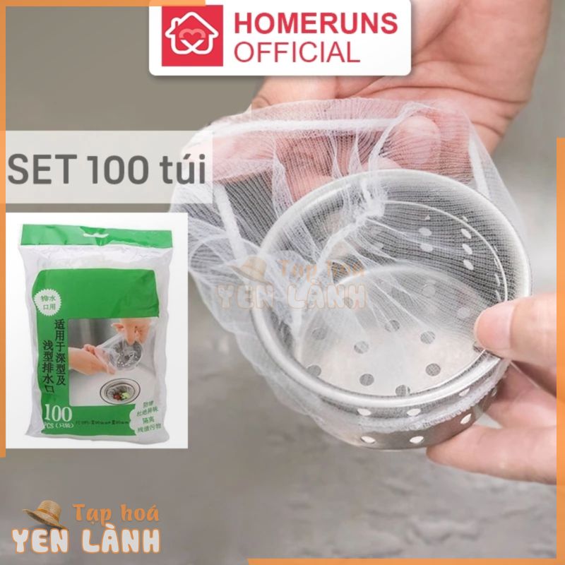 Combo 100 túi lọc rác bồn rửa chén bát, túi lưới lọc rác chậu rửa bát, bọc đựng rác bồn rửa bát