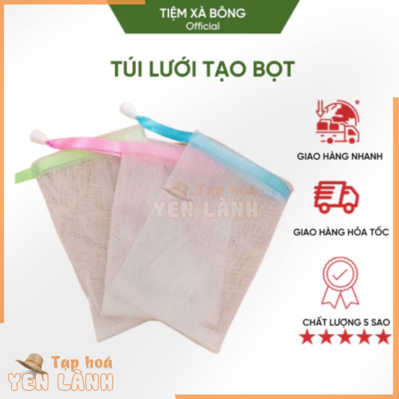 Túi lưới tạo bọt đựng xà bông handmade 15x9cm