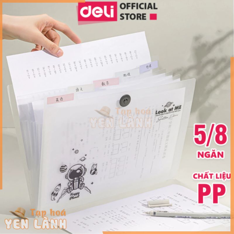 Cặp File Tài Liệu A4 Deli Túi Đựng Tài Liệu Hồ Sơ 8 Ngăn Túi Hồ Sơ Văn Phòng File Lưu Trữ Đa Năng Trong Suốt Cute