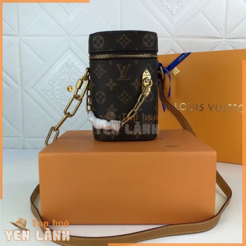 Sẵn sàng giao hàng Louis Vuitton LV nữ mới hoa cũ màu vàng túi dây xích mini có hộpM61112