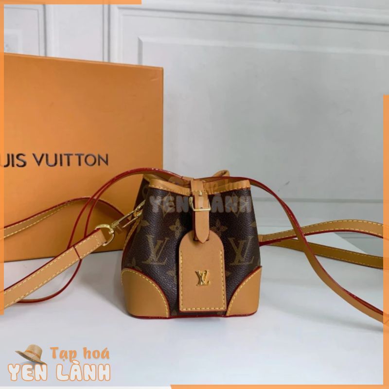 [Hộp + Hàng tồn kho] Túi xách nữ LV / Louis Vuitton NO É Khối màu lão hóa Vải dây rút Túi xô Mini Túi đeo chéo M57099