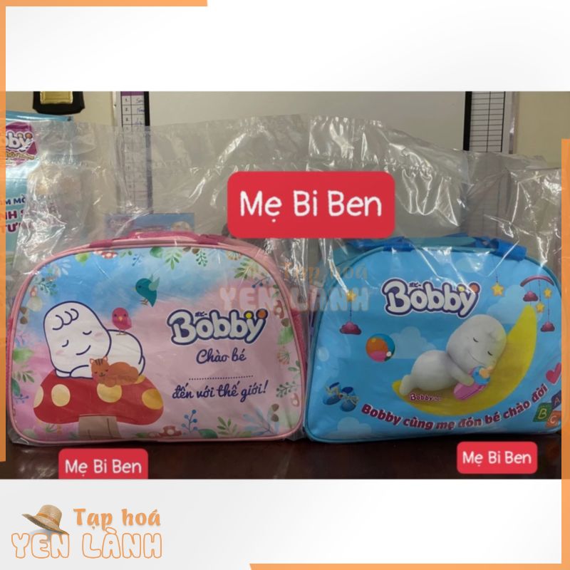 Combo Mẹ đi sinh: Miếng lót Bobby 1-28,tã dán Bobby XS42, khăn ướt Bobby 100m, BVS Mama 12m, tã dán Caryn 3m, túi mẹ bé.