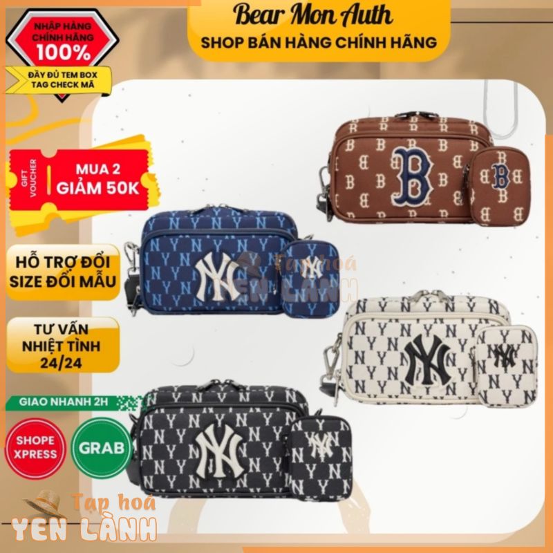 Túi Đeo Chéo MLB Classic Monogram Mini Crossbody Bag Boston Red Sox 3Acrs012N Màu Nâu Đỏ Trắng đen