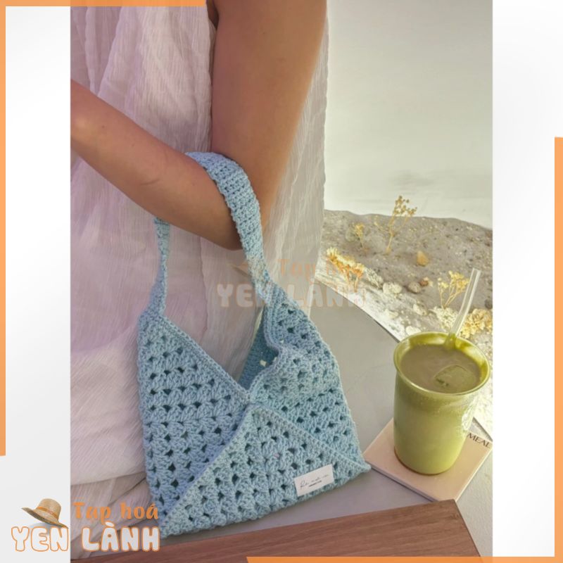 LiLy Bag túi đi biển pastel handmade, túi xách sợi cói