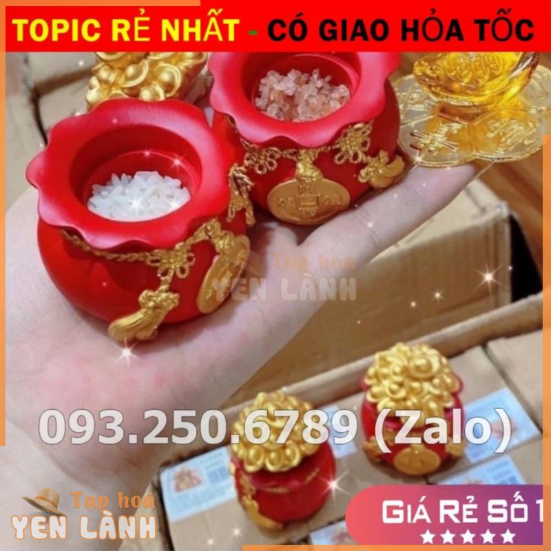 [TRỢ GIÁ TẾT] Hũ đựng muối gạo tài lộc túi thân tài may mắn để ban thờ trang trí nhà cửa chum vàng chiêu thần tài