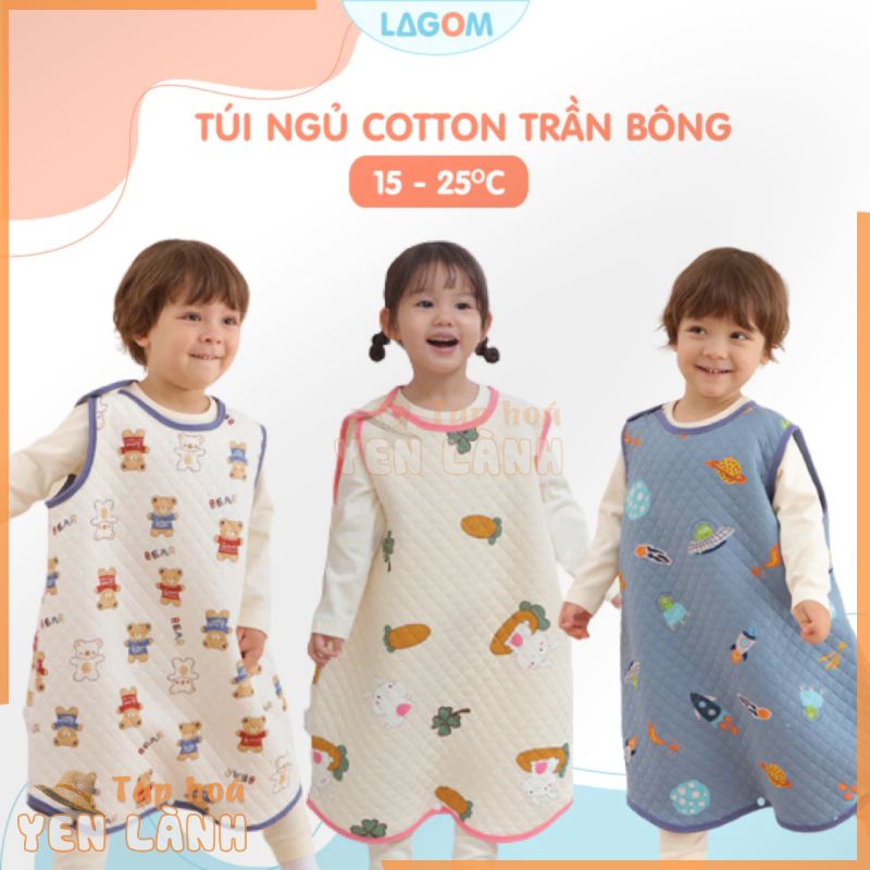 [15-27độ] Túi Ngủ Mùa Đông Cho Bé 1-6 Tuổi, Cotton Trần Bông Cao Cấp