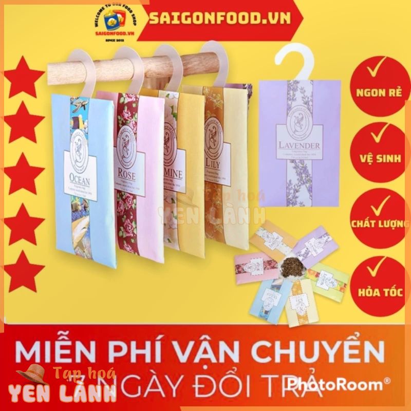 [SẴN 6 Mùi] Túi Thơm Thảo Mộc LOẠI 1 Tinh Dầu Tự Nhiên Treo Phòng Ngủ, Quần Áo/Xe Hơi – Có Mốc Treo Chống Ẩm & Côn Trùng