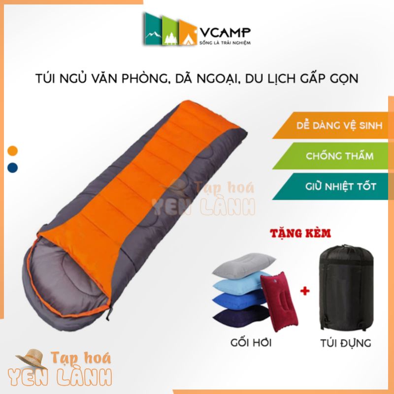 Túi Ngủ Văn Phòng, Du Lịch Vcamp Gấp Gọn 1,1kg/ 1,35kg/ 1,6kg Màu Đỏ/ Cam/ Xanh – Vcamp Store