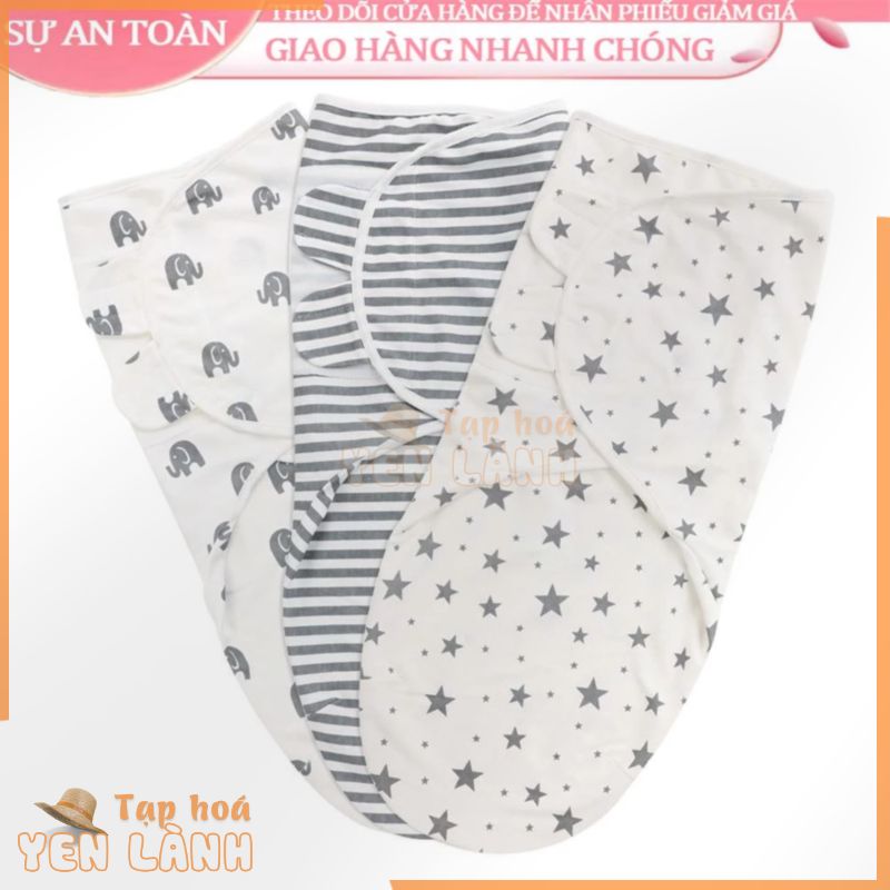 ♟túi ngủ cotton quấn khăn sơ sinh cho bé mùa hè dày chống đá trẻ em sao sọc