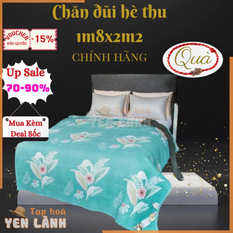 Chăn cotton đũi hữu cơ xơ đậu nành kích thước 180x220cm chính hãng Phòng Ngủ Xanh có túi đựng