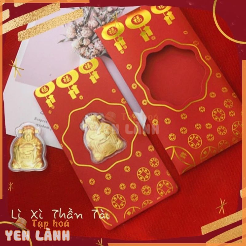 Bao Lì Xì Thần Tài – Bao Lì Xì Tết Nguyên Đán Ngày Vía Thần Tài Mạ Vàng – Sung Túc Cả Năm Tiền Bạc Đầy Túi