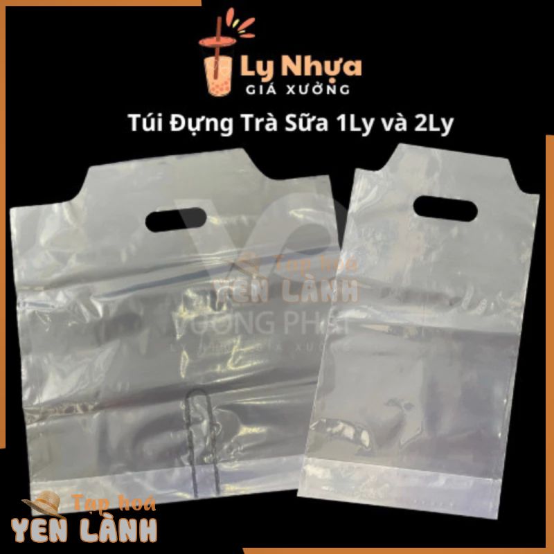 500gr Túi Đựng 1 Ly và 2 Ly Trà Sữa, Túi Đựng Ly Trà Sữa Có Vách Ngăn Nhựa PP Có Quai Xách