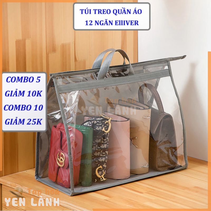 túi vải đựng giỏ xách, túi nhựa trong suốt đủ size Chất liệu PVC chống bụi – Ellver