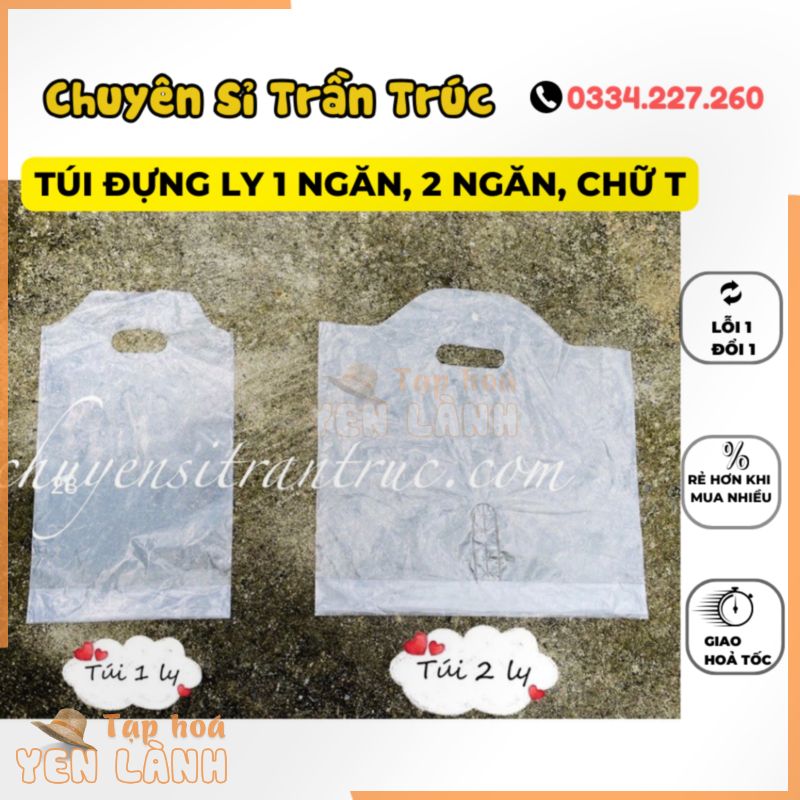 [HÀNG LOẠI 1] Túi đựng ly trà sữa/ túi nylon trong suốt loại 1 ly / 2ly,túi nilong, túi 1 ngăn, túi 2 ngăn, bịch đựng ly