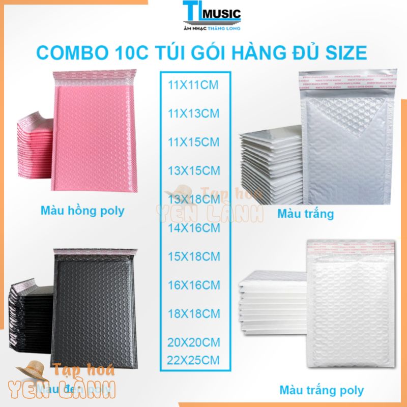 COMBO 10C Túi bóng khí gói hàng niêm phong chống sốc, bảo vệ sản phẩm, đóng hàng nhanh chóng(GIAO HỎA TỐC HÀ NỘI)