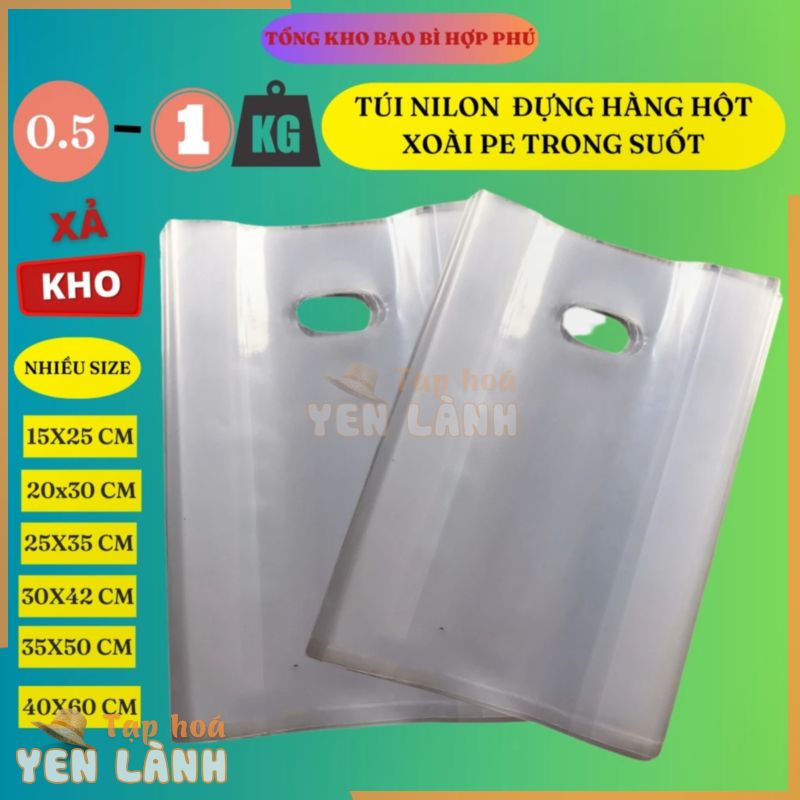 [RẺ VÔ ĐỊCH] Túi Hột Xoài Đóng Hàng PE Trong Suốt 0.5 Kg Đục Lỗ Dày Dẻo Dai Bền – Túi Gói Hàng Nilon Hợp Phú Giá Rẻ