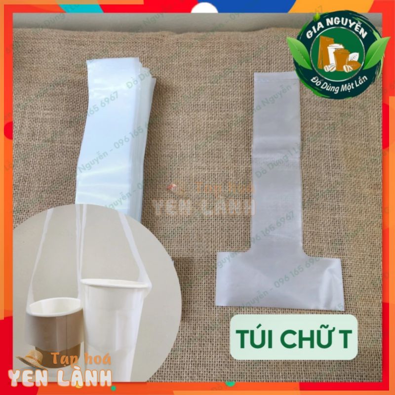 Combo 2 Bịch Túi Nilon Chữ T Dùng Để Cốc Take Away Cho Quán Cafe, Trà Sữa, Sinh Tố, Quán Online, Quán Ăn