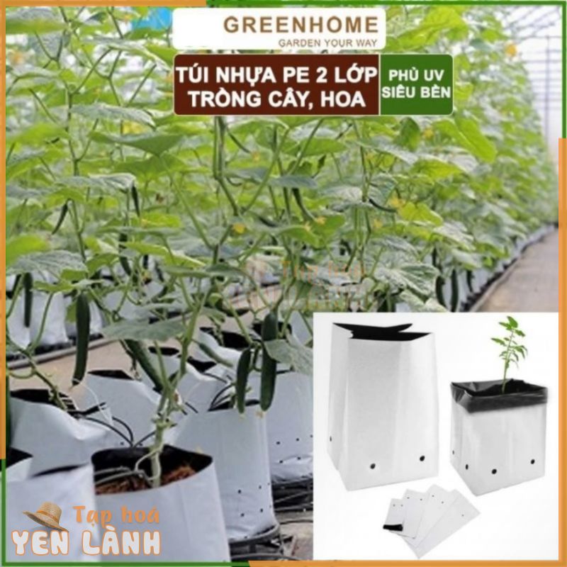 Chậu trồng cây túi trồng cây rau hoa dưa lưới dâu tây nilon 2 lớp đen trắng dày bóng đẹp dai bền 1,5 năm chống tia UV