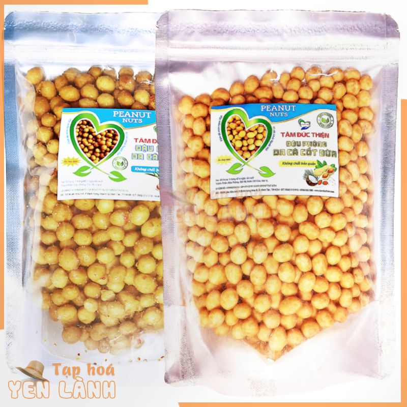 Combo 1KG Tự Chọn: Đậu Phộng Da Cá Nước Cốt Dừa và Đậu Phộng Da Cá Tỏi Ớt Tâm Đức Thiện 2 x Túi 500GR đồ ăn vặt